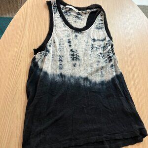 Townsen Tie Dye Print Tank Top XS Xtra Small Sleeveless Black White 100% Linen